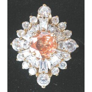 Suzanne Somers Collection Gold-Plated Ring With Orange & Clear Crystals